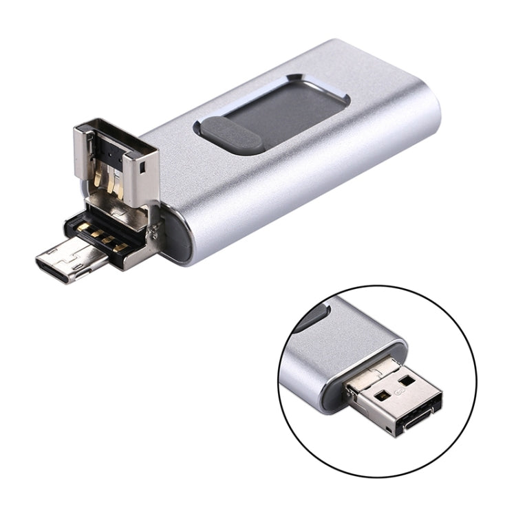 easyflash RQW-01B Pen USB 3 em 1 2.0 & 8 Pinos & Micro USB 64GB, RQW-01B Prateado