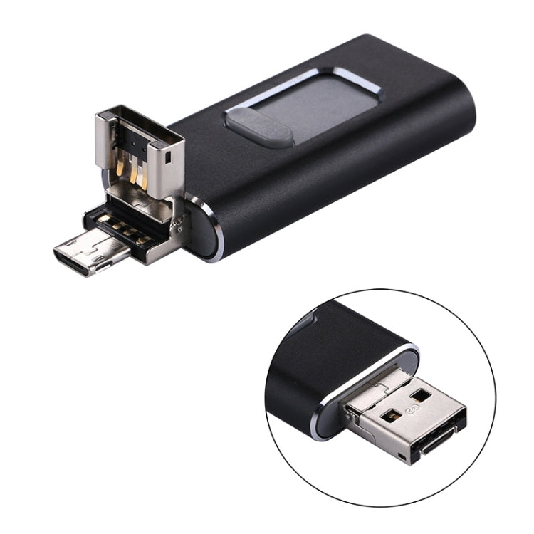 easyflash RQW-01B Pen USB 3 em 1 2.0 & 8 Pinos & Micro USB 128GB, RQW-01B Preto