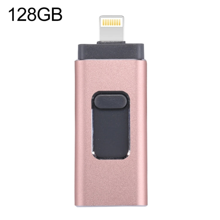 easyflash RQW-01B Pen USB 3 em 1 2.0 & 8 Pinos & Micro USB 128GB, RQW-01B Dourado Rosa