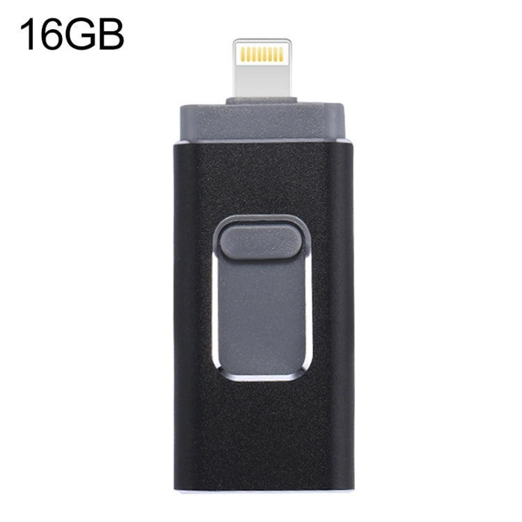Pen USB easyflash RQW-01B 3 em 1 2.0 & 8 Pin & Micro USB 16GB, RQW-01B Preto, Dourado, Rose Gold, Prateado