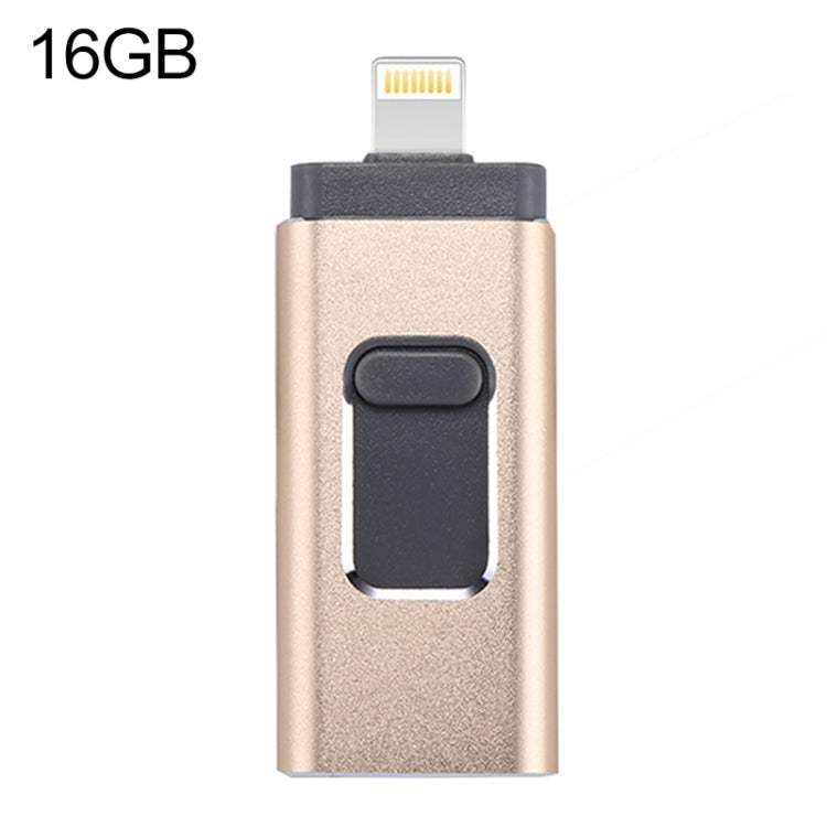Pen USB easyflash RQW-01B 3 em 1 2.0 & 8 Pin & Micro USB 16GB, RQW-01B Preto, Dourado, Rose Gold, Prateado