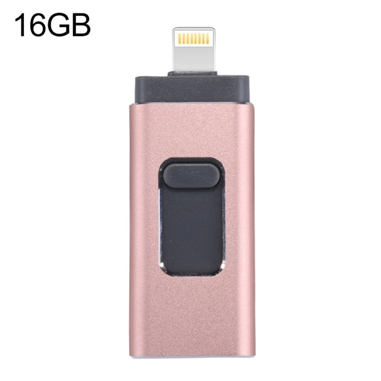 Pen USB easyflash RQW-01B 3 em 1 2.0 & 8 Pin & Micro USB 16GB, RQW-01B Preto, Dourado, Rose Gold, Prateado