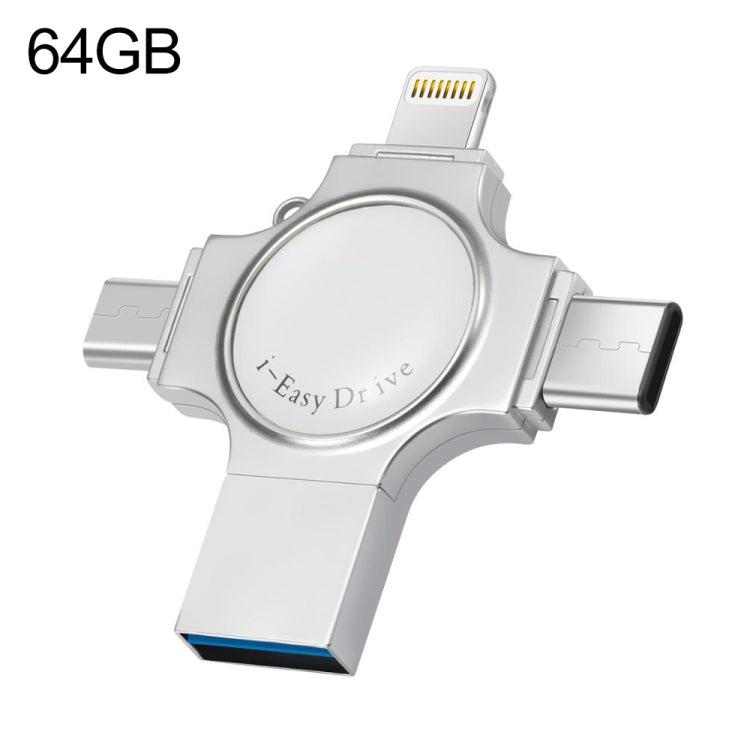 RQW-11S Pen USB 4 em 1 2.0 & 8 Pinos & Micro USB & USB-C / Tipo-C 64GB, RQW-11S