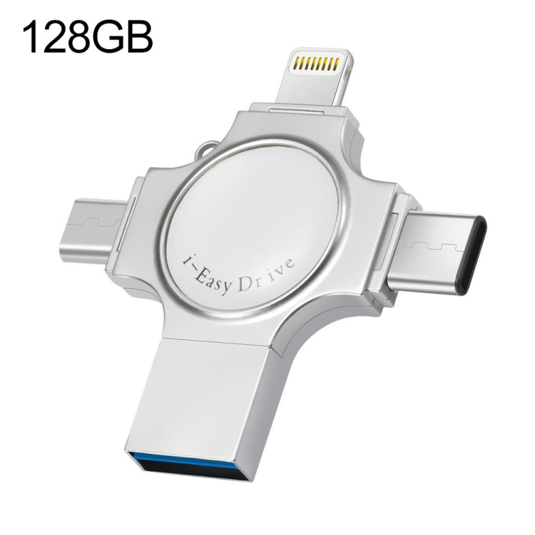 RQW-11S Pen USB 4 em 1 2.0 & 8 Pinos & Micro USB & USB-C / Tipo-C 128GB, RQW-11S