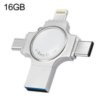 RQW-11S Pen USB 4 em 1 2.0 & 8 Pinos & Micro USB & USB-C / Tipo-C 16GB, RQW-11S