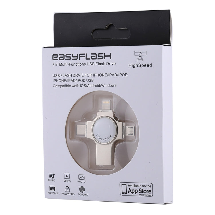 RQW-11S Pen USB 4 em 1 2.0 & 8 Pinos & Micro USB & USB-C / Tipo-C 16GB, RQW-11S