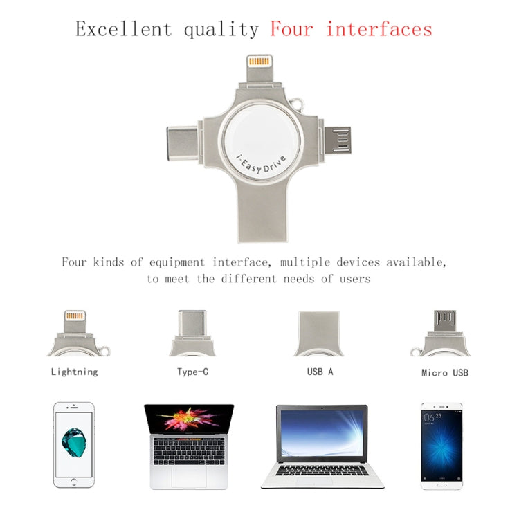 RQW-11S Pen USB 4 em 1 2.0 & 8 Pinos & Micro USB & USB-C / Tipo-C 16GB, RQW-11S
