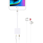 Adaptador Conversor de Carregamento e Audição 8 Pinos Fêmea + 3,5mm Áudio Fêmea para 8 Pinos Macho