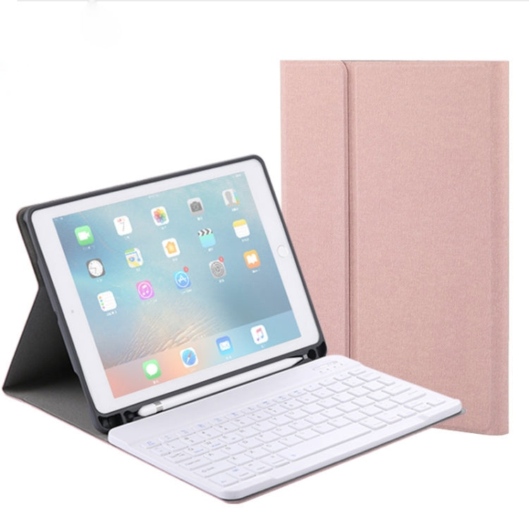 RK508 Para iPad Air 2 & Air 1 / Pro 9.7 polegadas & iPad 2017 & iPad 2018 Capa de Tablet em Pele com Teclado Bluetooth de Plástico Desmontável com Textura de Seda, Suporte e Função de Slot para Caneta