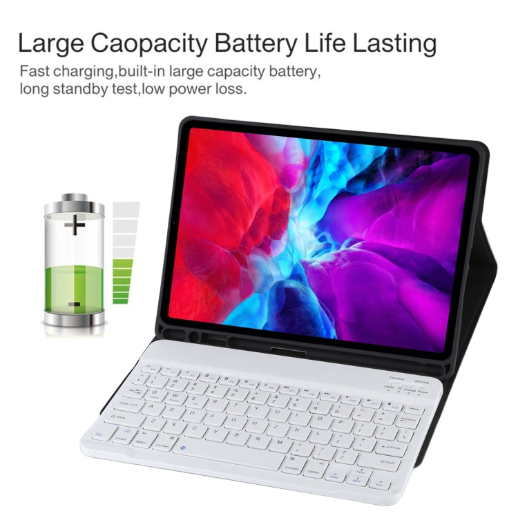 Teclado Bluetooth Desmontável TG11B Branco + Capa para Tablet em Pele Microfibra para iPad Pro 11 polegadas (2020), com Suporte para Caneta e Suporte, Teclado Branco