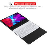 Teclado Bluetooth Desmontável TG11B Branco + Capa para Tablet em Pele Microfibra para iPad Pro 11 polegadas (2020), com Suporte para Caneta e Suporte, Teclado Branco