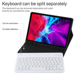 Teclado Bluetooth Desmontável TG11B Branco + Capa para Tablet em Pele Microfibra para iPad Pro 11 polegadas (2020), com Suporte para Caneta e Suporte, Teclado Branco