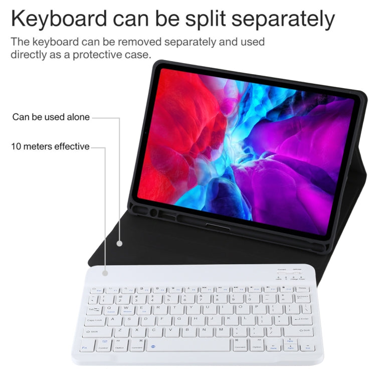 Teclado Bluetooth Desmontável TG11B Branco + Capa para Tablet em Pele Microfibra para iPad Pro 11 polegadas (2020), com Suporte para Caneta e Suporte, Teclado Branco