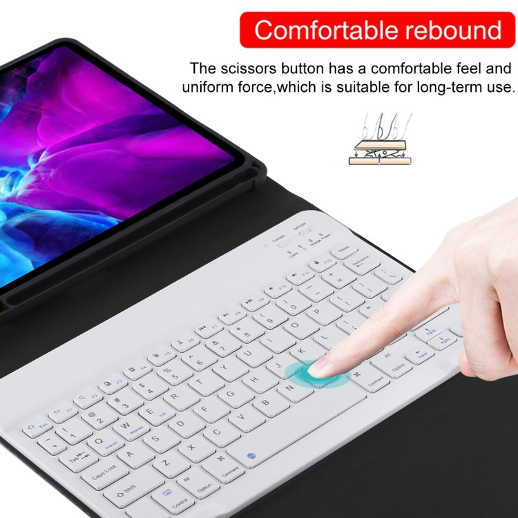 Teclado Bluetooth Desmontável TG11B Branco + Capa para Tablet em Pele Microfibra para iPad Pro 11 polegadas (2020), com Suporte para Caneta e Suporte, Teclado Branco