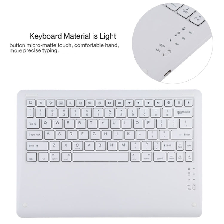 Teclado Bluetooth Branco Destacável T129 + Capa de Couro para Tablet em Microfibra para iPad Pro 12.9 polegadas (2020), com Suporte, Teclado Branco