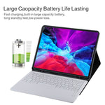 Teclado Bluetooth Branco Destacável T129 + Capa de Couro para Tablet em Microfibra para iPad Pro 12.9 polegadas (2020), com Suporte, Teclado Branco