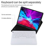 Teclado Bluetooth Branco Destacável T129 + Capa de Couro para Tablet em Microfibra para iPad Pro 12.9 polegadas (2020), com Suporte, Teclado Branco