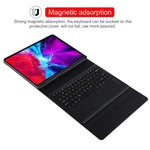 Teclado Bluetooth Preto Destacável T129 + Capa de Couro para Tablet em Microfibra para iPad Pro 12.9 polegadas (2020), com Suporte, Teclado Preto