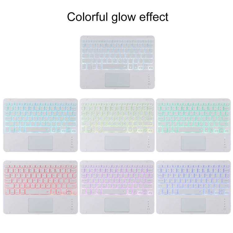 TG11BCS Teclado Bluetooth Branco Desmontável Capa de Tablet em Pele Microfibra para iPad Pro 11 polegadas (2020), com Retroiluminação, Touchpad, Slot para Caneta e Suporte, Teclado Branco