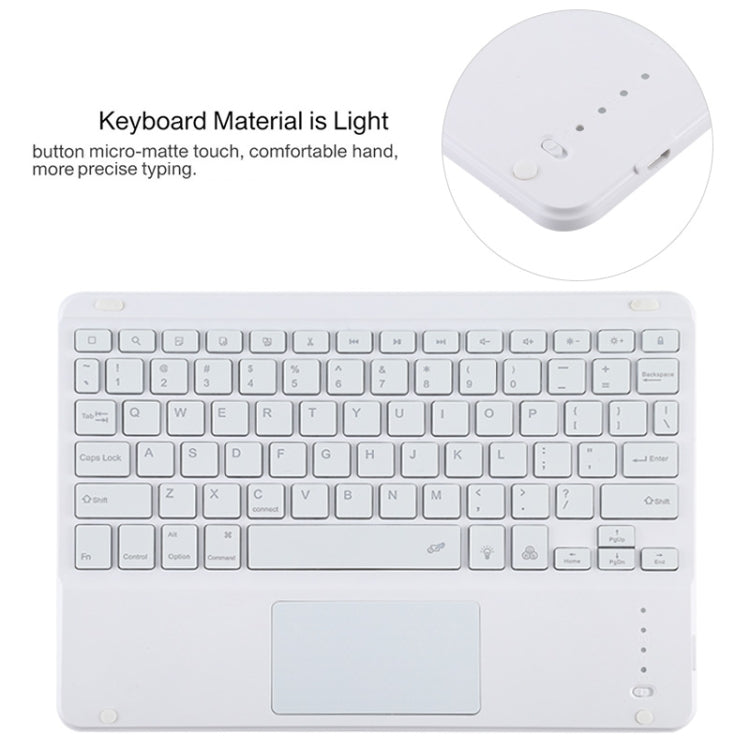 TG11BCS Teclado Bluetooth Branco Desmontável Capa de Tablet em Pele Microfibra para iPad Pro 11 polegadas (2020), com Retroiluminação, Touchpad, Slot para Caneta e Suporte, Teclado Branco