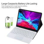 TG11BCS Teclado Bluetooth Branco Desmontável Capa de Tablet em Pele Microfibra para iPad Pro 11 polegadas (2020), com Retroiluminação, Touchpad, Slot para Caneta e Suporte, Teclado Branco