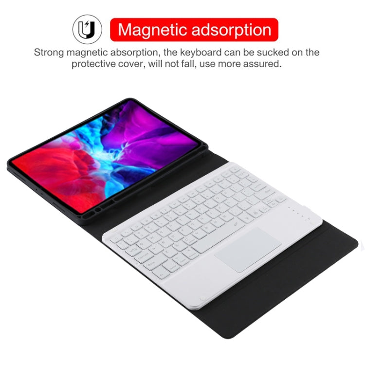 TG11BCS Teclado Bluetooth Branco Desmontável Capa de Tablet em Pele Microfibra para iPad Pro 11 polegadas (2020), com Retroiluminação, Touchpad, Slot para Caneta e Suporte, Teclado Branco