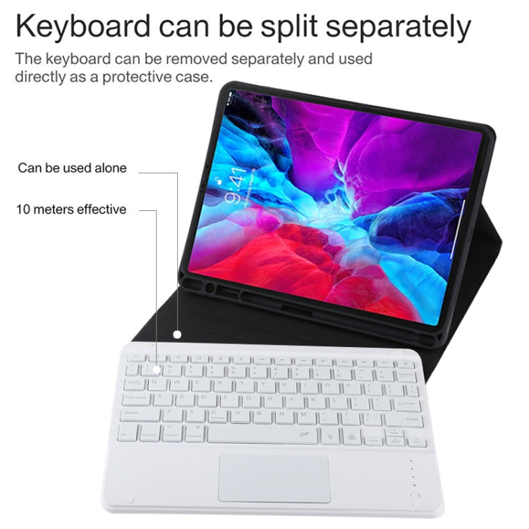 TG11BCS Teclado Bluetooth Branco Desmontável Capa de Tablet em Pele Microfibra para iPad Pro 11 polegadas (2020), com Retroiluminação, Touchpad, Slot para Caneta e Suporte, Teclado Branco