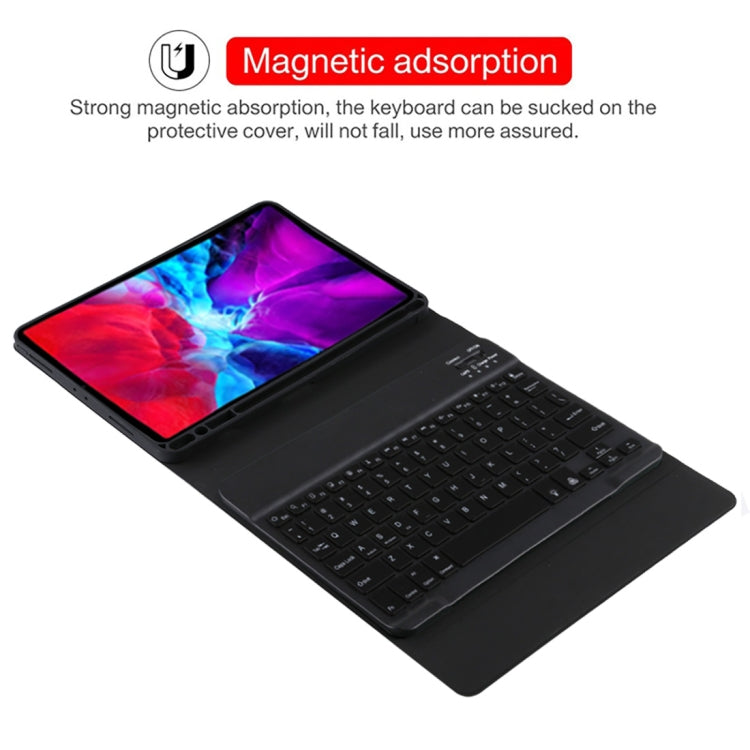 TG11BS Teclado Bluetooth Preto Desmontável + Capa de Tablet em Pele Microfibra para iPad Pro 11 polegadas (2020), com Retroiluminação, Slot para Caneta e Suporte, Teclado Preto