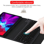 TG11BS Teclado Bluetooth Preto Desmontável + Capa de Tablet em Pele Microfibra para iPad Pro 11 polegadas (2020), com Retroiluminação, Slot para Caneta e Suporte, Teclado Preto