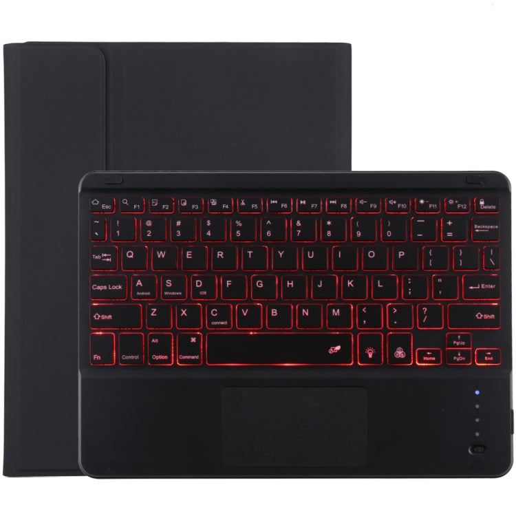 TG-102BCS Teclado Bluetooth Preto Desmontável + Capa de Tablet em Pele Microfibra para iPad 10.2 polegadas / iPad Air (2019), com Touchpad, Retroiluminação, Slot para Caneta e Suporte, Teclado Preto