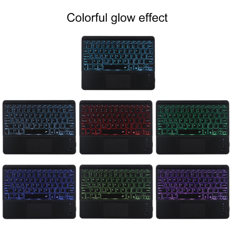 TG-102BCS Teclado Bluetooth Preto Desmontável + Capa de Tablet em Pele Microfibra para iPad 10.2 polegadas / iPad Air (2019), com Touchpad, Retroiluminação, Slot para Caneta e Suporte, Teclado Preto