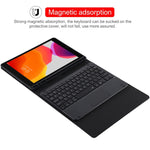 TG-102BCS Teclado Bluetooth Preto Desmontável + Capa de Tablet em Pele Microfibra para iPad 10.2 polegadas / iPad Air (2019), com Touchpad, Retroiluminação, Slot para Caneta e Suporte, Teclado Preto