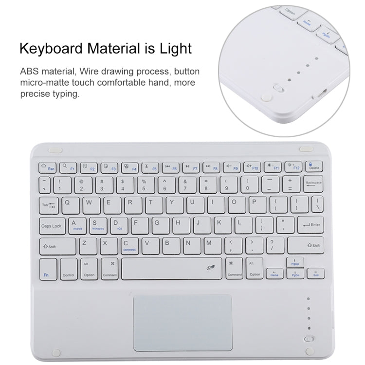 Capa para Tablet em Pele Microfibra com Teclado Bluetooth Destacável TG-102BC para iPad 10.2 polegadas / iPad Air (2019), com Touchpad, Espaço para Caneta e Suporte, Teclado Branco