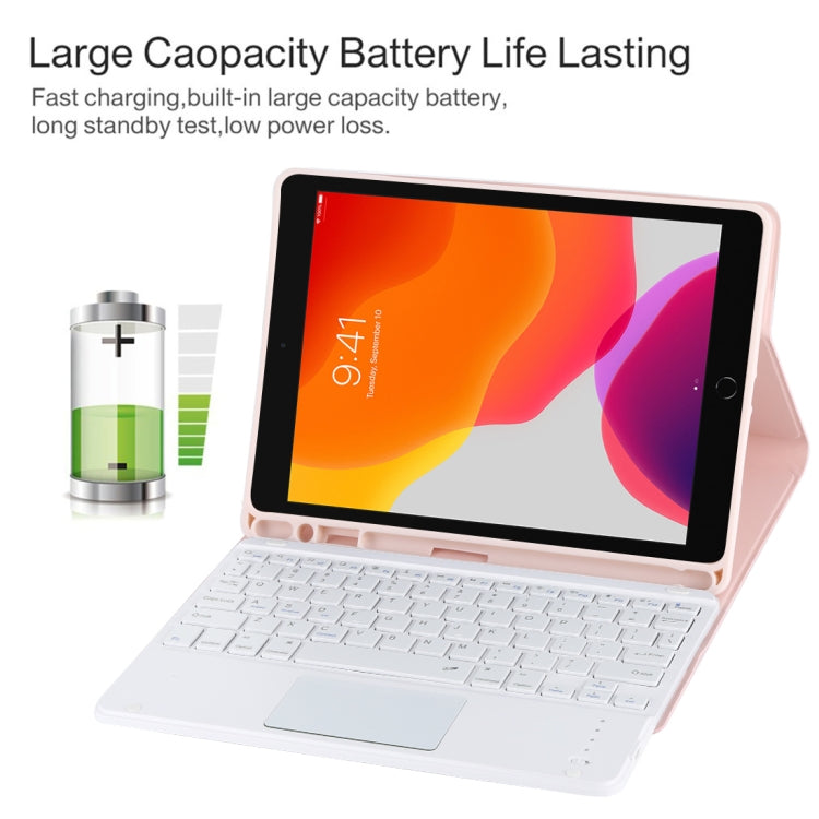 Capa para Tablet em Pele Microfibra com Teclado Bluetooth Destacável TG-102BC para iPad 10.2 polegadas / iPad Air (2019), com Touchpad, Espaço para Caneta e Suporte, Teclado Branco
