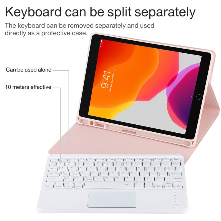 Capa para Tablet em Pele Microfibra com Teclado Bluetooth Destacável TG-102BC para iPad 10.2 polegadas / iPad Air (2019), com Touchpad, Espaço para Caneta e Suporte, Teclado Branco