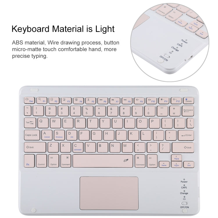 Teclado Bluetooth Desmontável TG-102BC Rosa + Capa de Tablet em Pele Microfibra para iPad 10.2 polegadas / iPad Air (2019), com Touch Pad, Suporte para Caneta e Suporte, Teclado Rosa