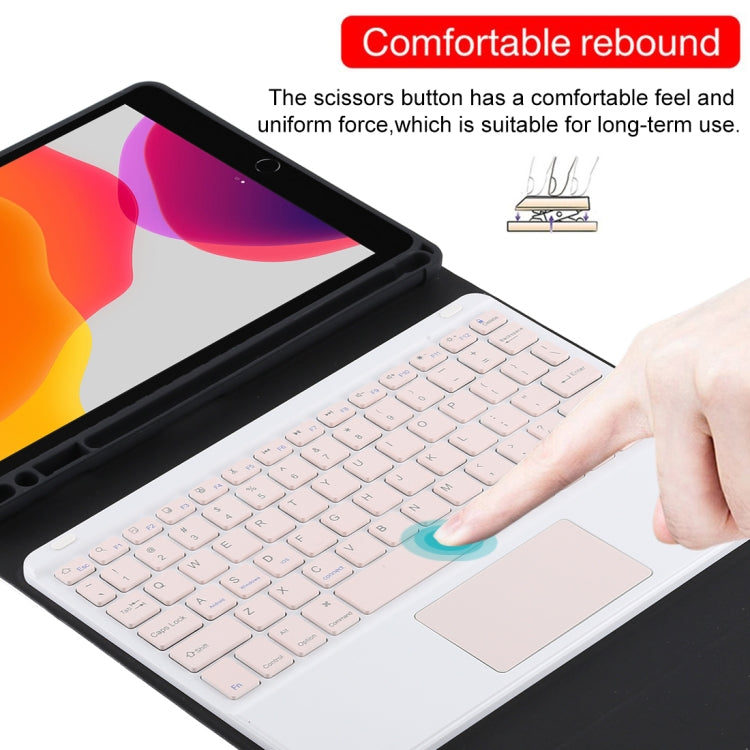 Teclado Bluetooth Desmontável TG-102BC Rosa + Capa de Tablet em Pele Microfibra para iPad 10.2 polegadas / iPad Air (2019), com Touch Pad, Suporte para Caneta e Suporte, Teclado Rosa
