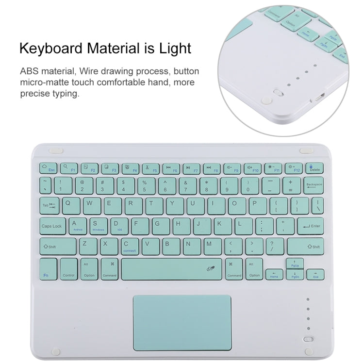 TG-102BC Teclado Bluetooth Verde Destacável + Capa de Tablet em Pele Microfibra para iPad 10.2 polegadas / iPad Air (2019), com Touch Pad & Suporte para Caneta, Teclado Verde