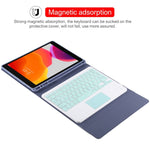 TG-102BC Teclado Bluetooth Verde Destacável + Capa de Tablet em Pele Microfibra para iPad 10.2 polegadas / iPad Air (2019), com Touch Pad & Suporte para Caneta, Teclado Verde