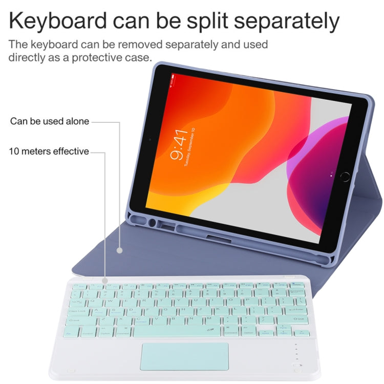 TG-102BC Teclado Bluetooth Verde Destacável + Capa de Tablet em Pele Microfibra para iPad 10.2 polegadas / iPad Air (2019), com Touch Pad & Suporte para Caneta, Teclado Verde