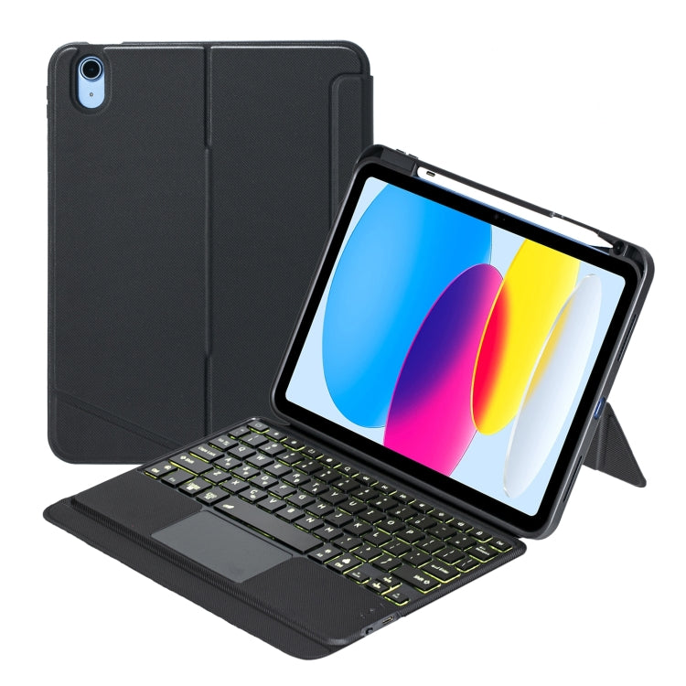 T10-AS Para iPad 11 2025 / iPad 10ª Geração 10.9 2022 Teclado Bluetooth Tipo Dividido com Retroiluminação e Toque, Capa em Pele, T10-A