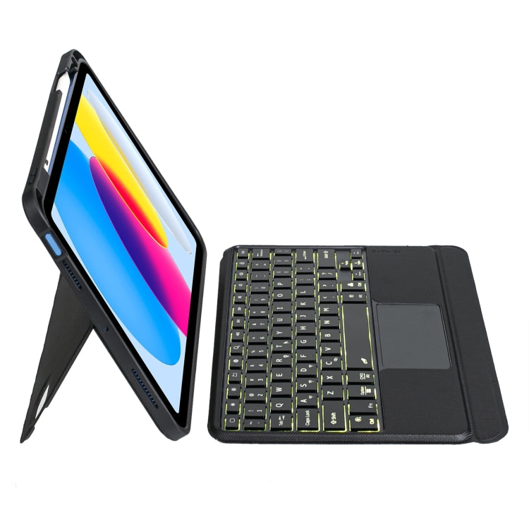 T10-AS Para iPad 11 2025 / iPad 10ª Geração 10.9 2022 Teclado Bluetooth Tipo Dividido com Retroiluminação e Toque, Capa em Pele, T10-A