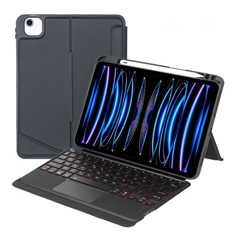 T11-AS para iPad Air 11 2025 / Air 5 / 4 10,9 / Pro 11 2022&2021&2020&2018 Teclado Bluetooth dividido com retroiluminação tátil Capa de pele, T11-AS