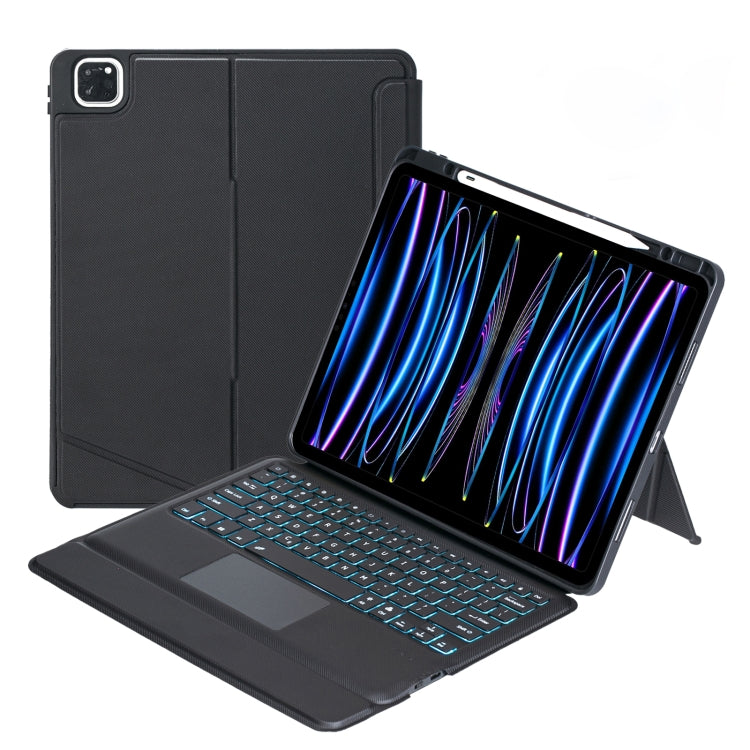 T129-AS para iPad Air 13 2025 / Pro 12,9 2022 / 2021 / 2020 / 2018 Teclado Bluetooth dividido com retroiluminação tátil Capa de pele, T129-AS