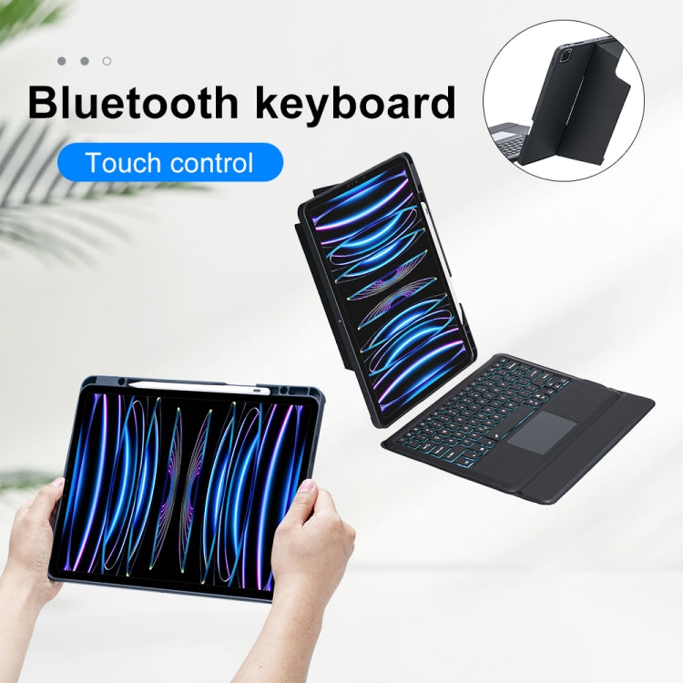 T129-AS para iPad Air 13 2025 / Pro 12,9 2022 / 2021 / 2020 / 2018 Teclado Bluetooth dividido com retroiluminação tátil Capa de pele, T129-AS