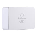 Carregador WLX-818F 6 em 1 10W QC3.0 sem fios + USB-C / Type-C + 4 portas USB com ecrã LCD inteligente, ficha EU / AU, ficha EU / AU (branco)