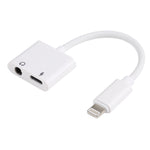 Adaptador de Áudio e Carregamento 2 em 1 Fêmea 8 Pinos + Fêmea 3,5mm para Macho 8 Pinos GL011