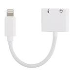 Adaptador de Áudio e Carregamento 2 em 1 Fêmea 8 Pinos + Fêmea 3,5mm para Macho 8 Pinos GL011