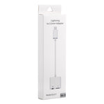 Adaptador de Áudio e Carregamento 2 em 1 Fêmea 8 Pinos + Fêmea 3,5mm para Macho 8 Pinos GL011