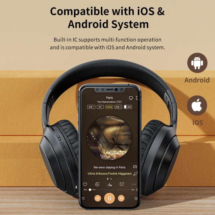 Auricular Sem Fios ROCK Space O2 HiFi Bluetooth 5.0 com Microfone, Suporta Cartão TF, Space O2